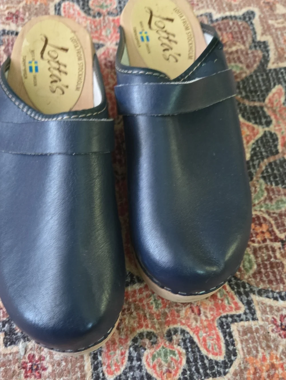 Blue Leather Kids Clogs